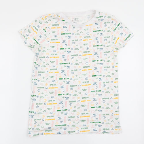 Primark Womens White Geometric  Basic T-Shirt Size 4