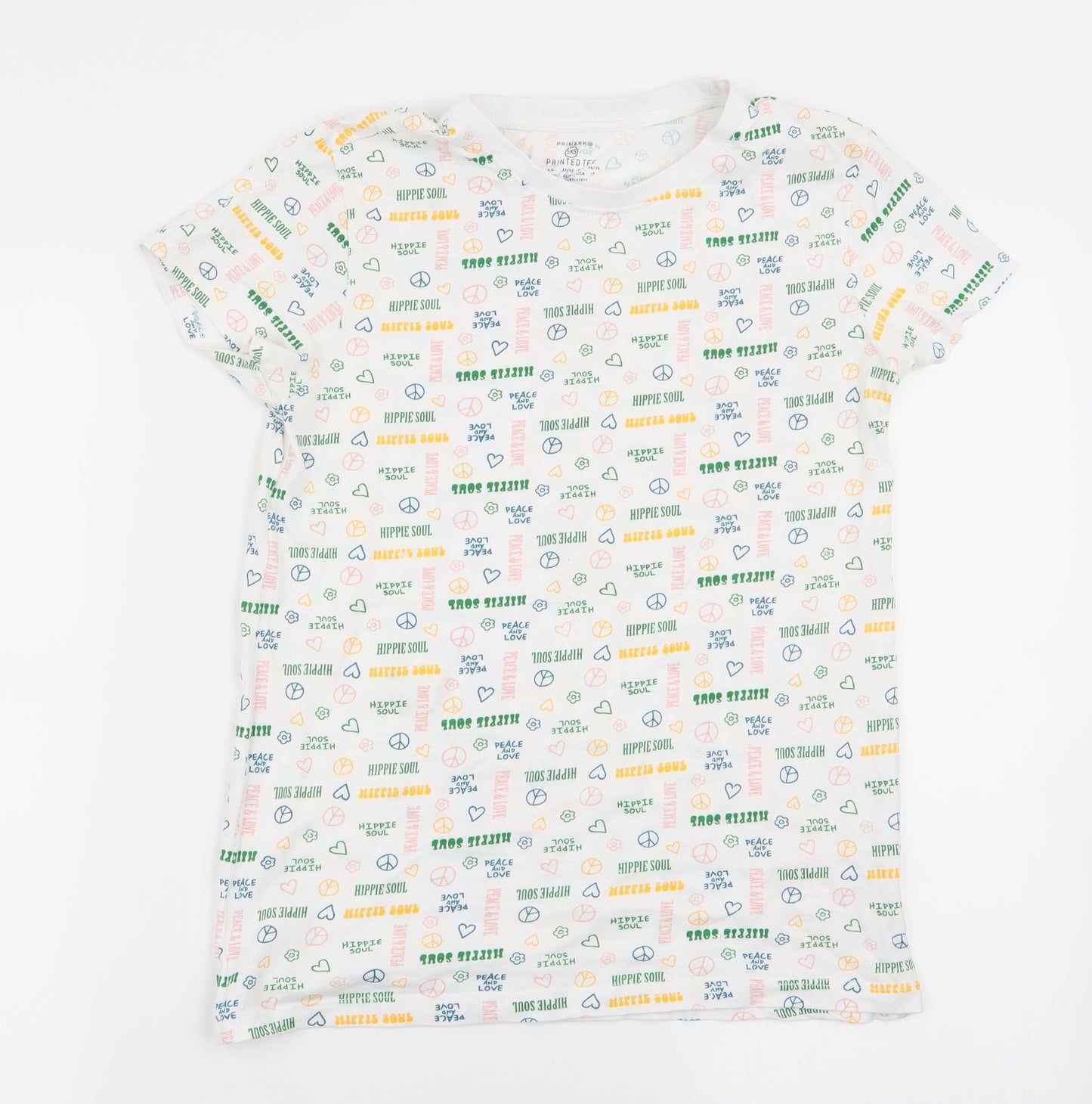Primark Womens White Geometric  Basic T-Shirt Size 4