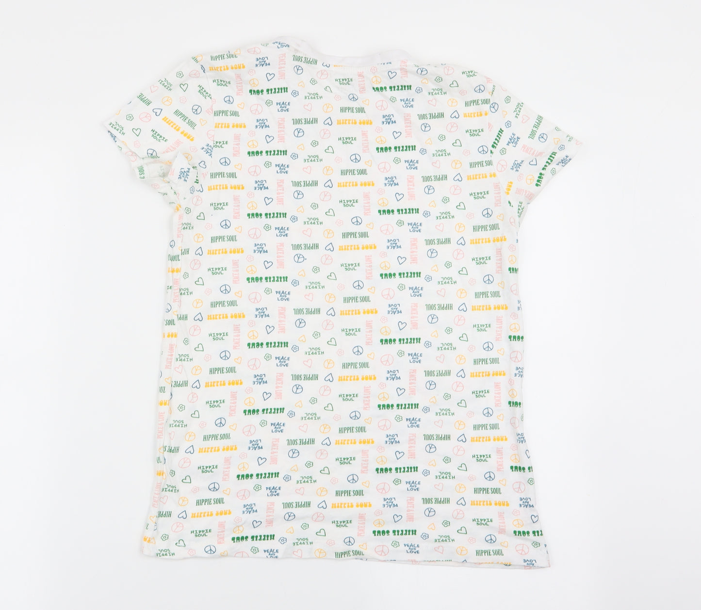 Primark Womens White Geometric  Basic T-Shirt Size 4