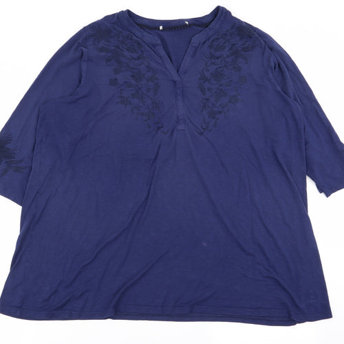 Asda George Womens Blue Floral  Basic T-Shirt Size 22