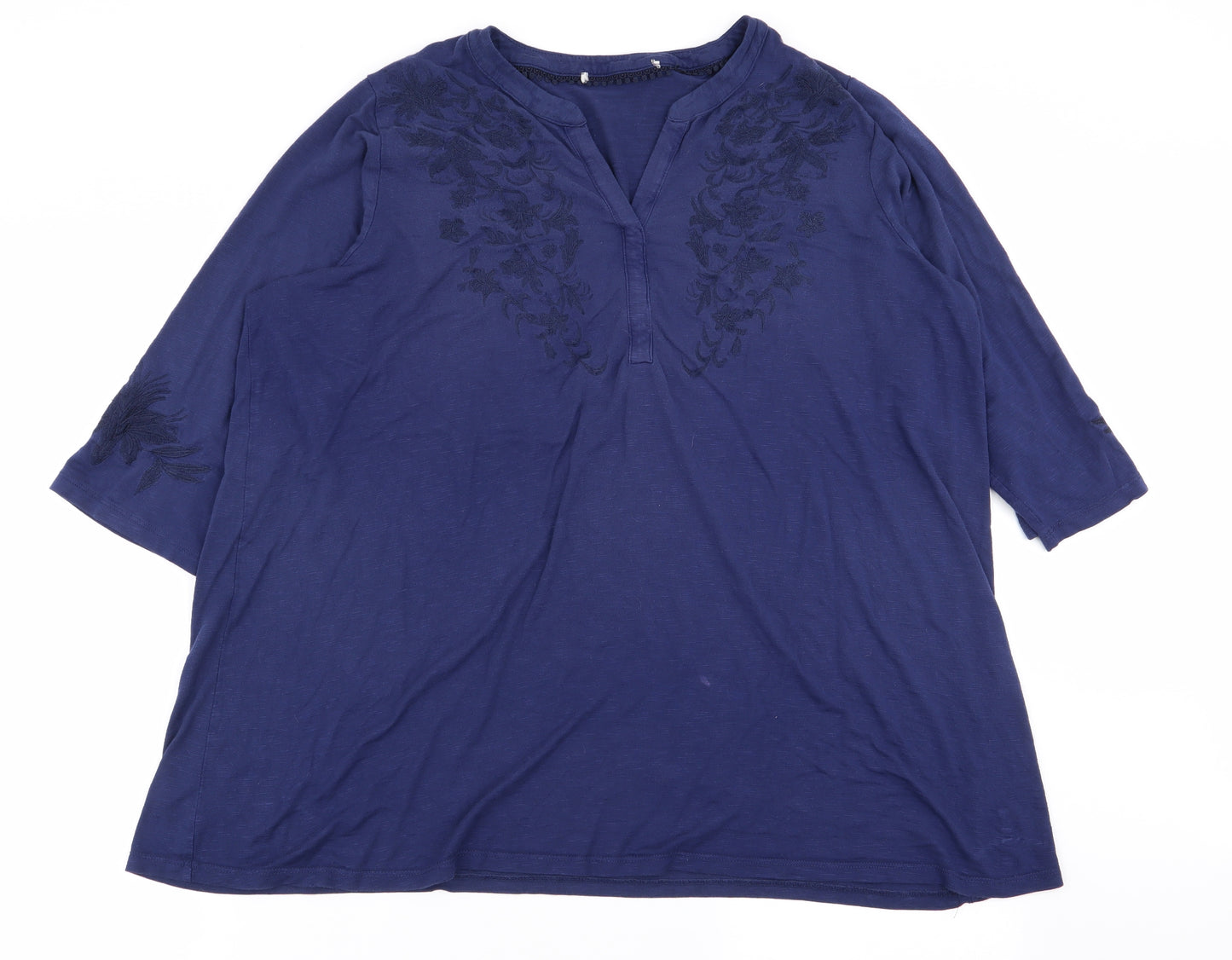 Asda George Womens Blue Floral  Basic T-Shirt Size 22