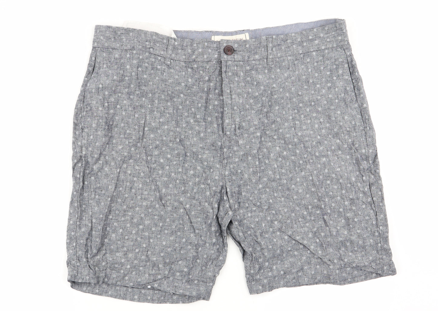 Asda George Mens Grey Polka Dot  Chino Shorts Size 40 in