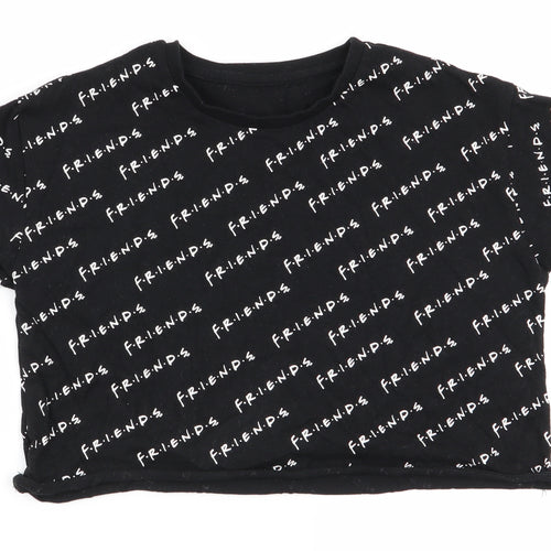 Asda George Girls Black Geometric  Basic T-Shirt Size 10-11 Years  - friends
