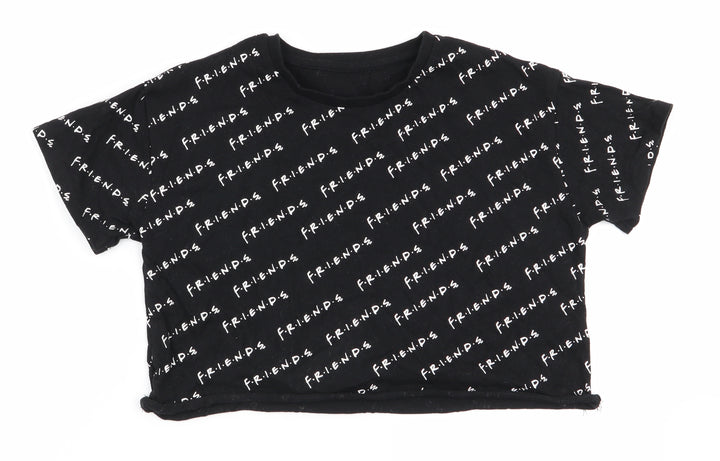 Asda George Girls Black Geometric  Basic T-Shirt Size 10-11 Years  - friends