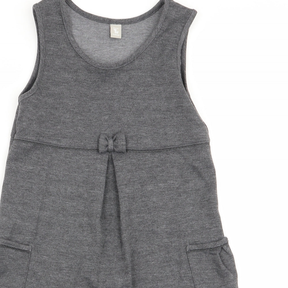 TU Girls Grey   Fit & Flare  Size 8 Years  - school dress