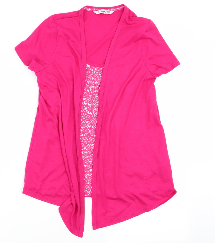 Debenhams Womens Pink Floral Basic T-Shirt Size 12