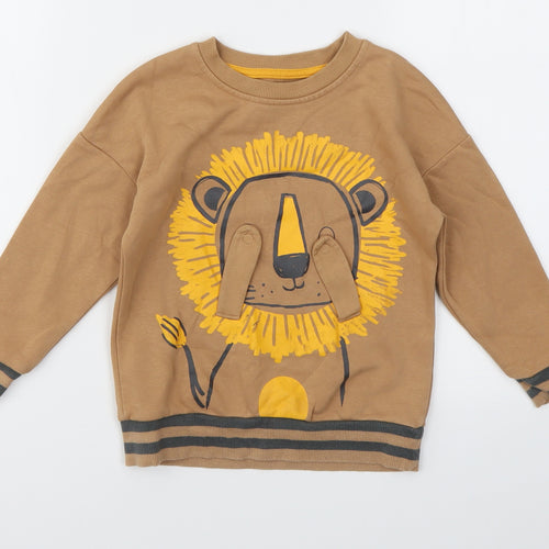 George Boys Brown Animal Print  Pullover Jumper Size 3-4 Years