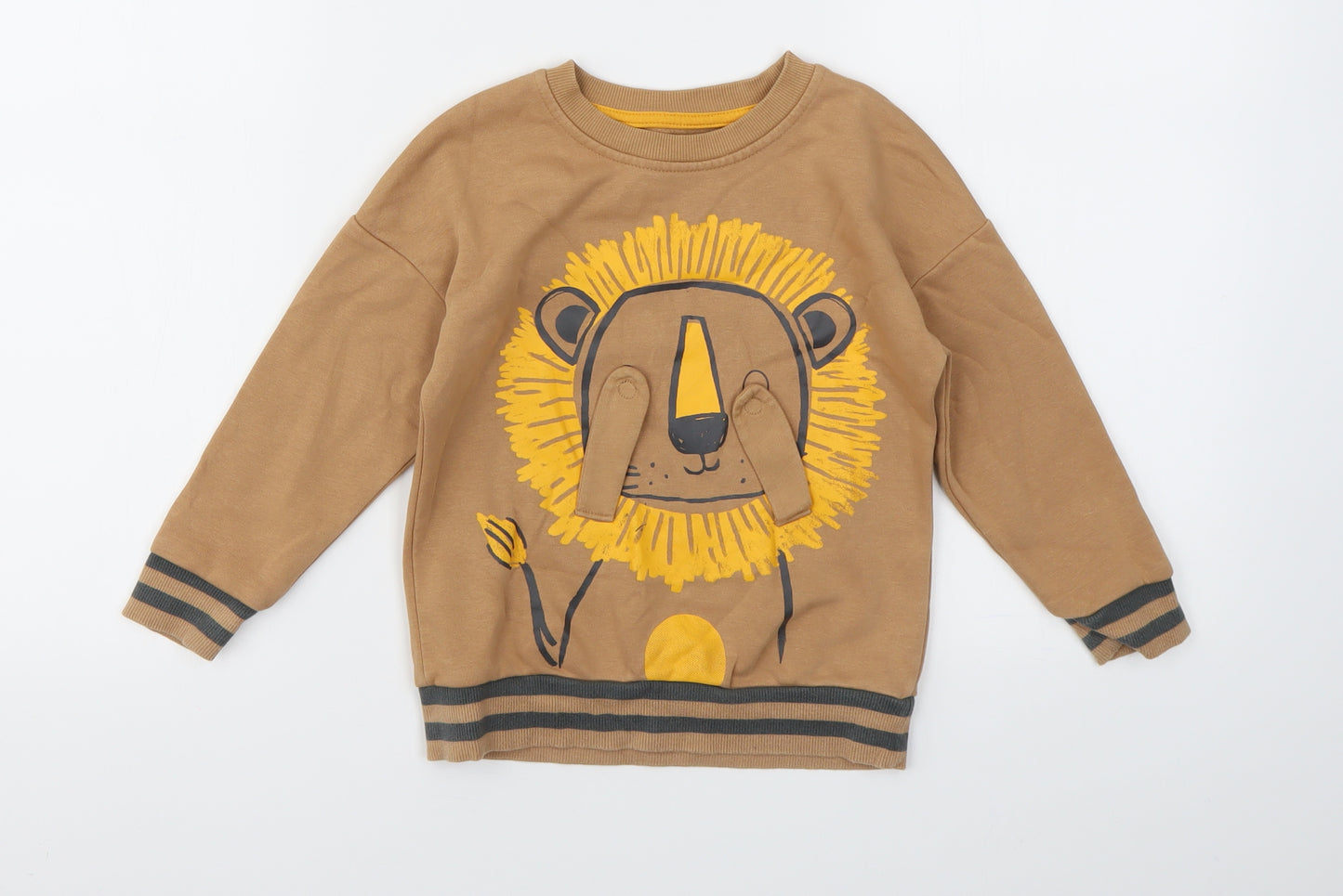 George Boys Brown Animal Print  Pullover Jumper Size 3-4 Years