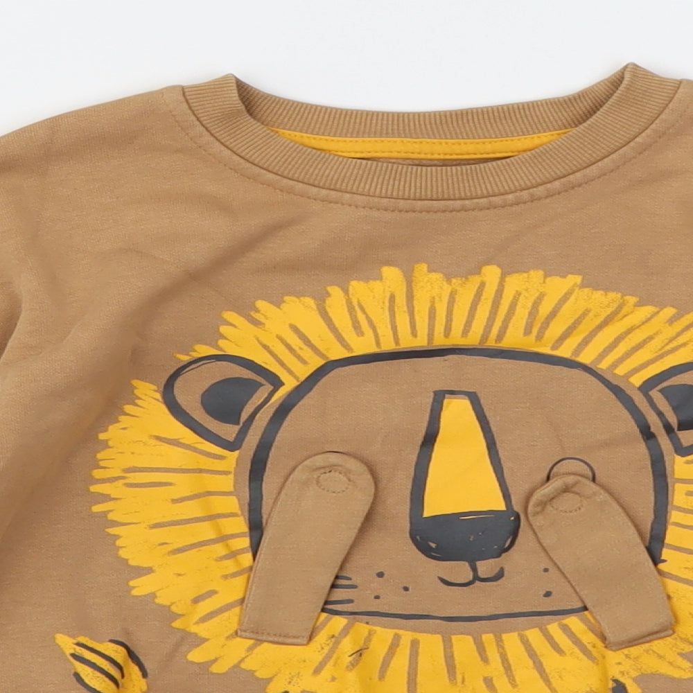 George Boys Brown Animal Print  Pullover Jumper Size 3-4 Years