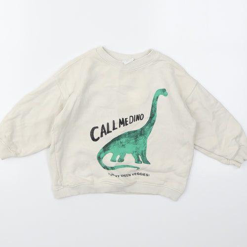 Zara Boys Ivory Geometric  Pullover Jumper Size 24 Months