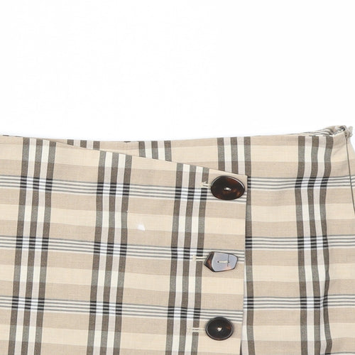MNG Womens Brown Check  Cut-Off Shorts Size 30 in