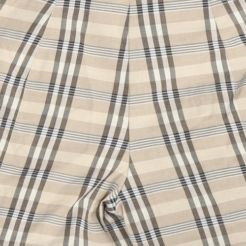 MNG Womens Brown Check  Cut-Off Shorts Size 30 in