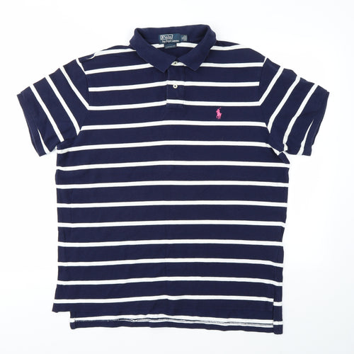 Ralph Lauren Mens Blue Striped   Polo Size XL