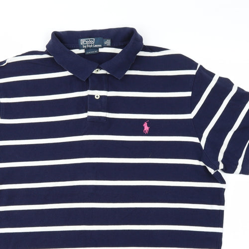 Ralph Lauren Mens Blue Striped   Polo Size XL