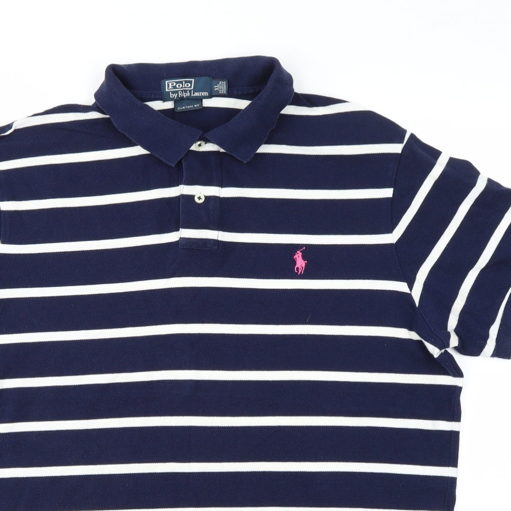 Ralph Lauren Mens Blue Striped   Polo Size XL
