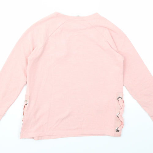 PREWORN  Girls Pink Animal Print  Basic T-Shirt Size S