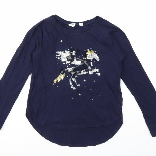 GAP  Girls Blue Geometric  Basic T-Shirt Size S