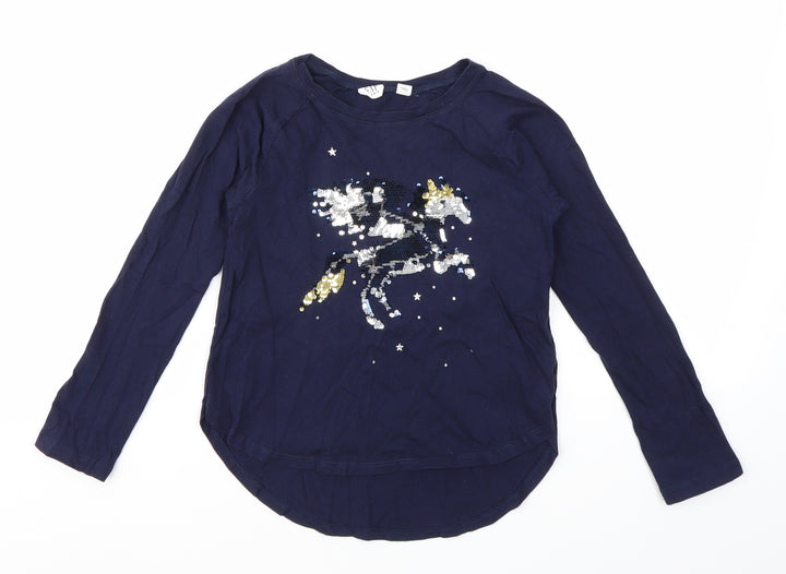 GAP  Girls Blue Geometric  Basic T-Shirt Size S