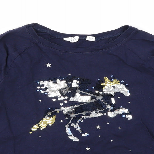GAP  Girls Blue Geometric  Basic T-Shirt Size S