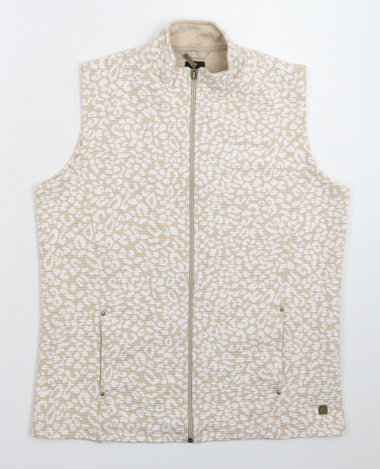 Tigi Womens Beige Animal Print  Gilet Jacket Size 12