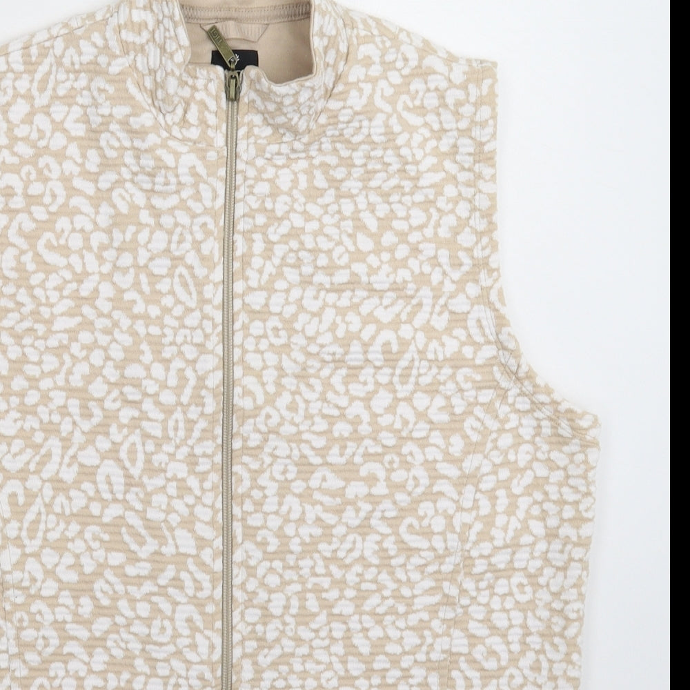 Tigi Womens Beige Animal Print  Gilet Jacket Size 12