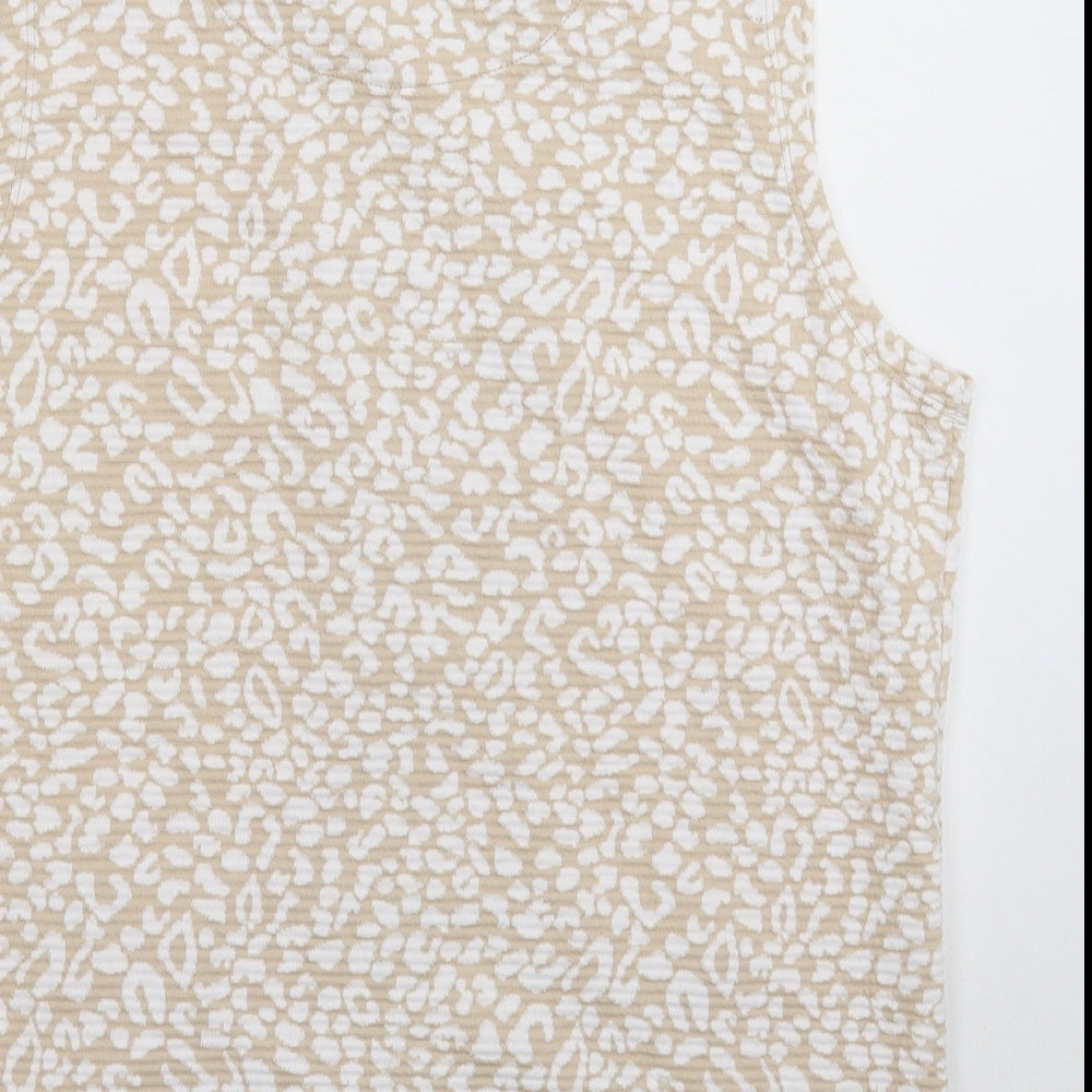 Tigi Womens Beige Animal Print  Gilet Jacket Size 12