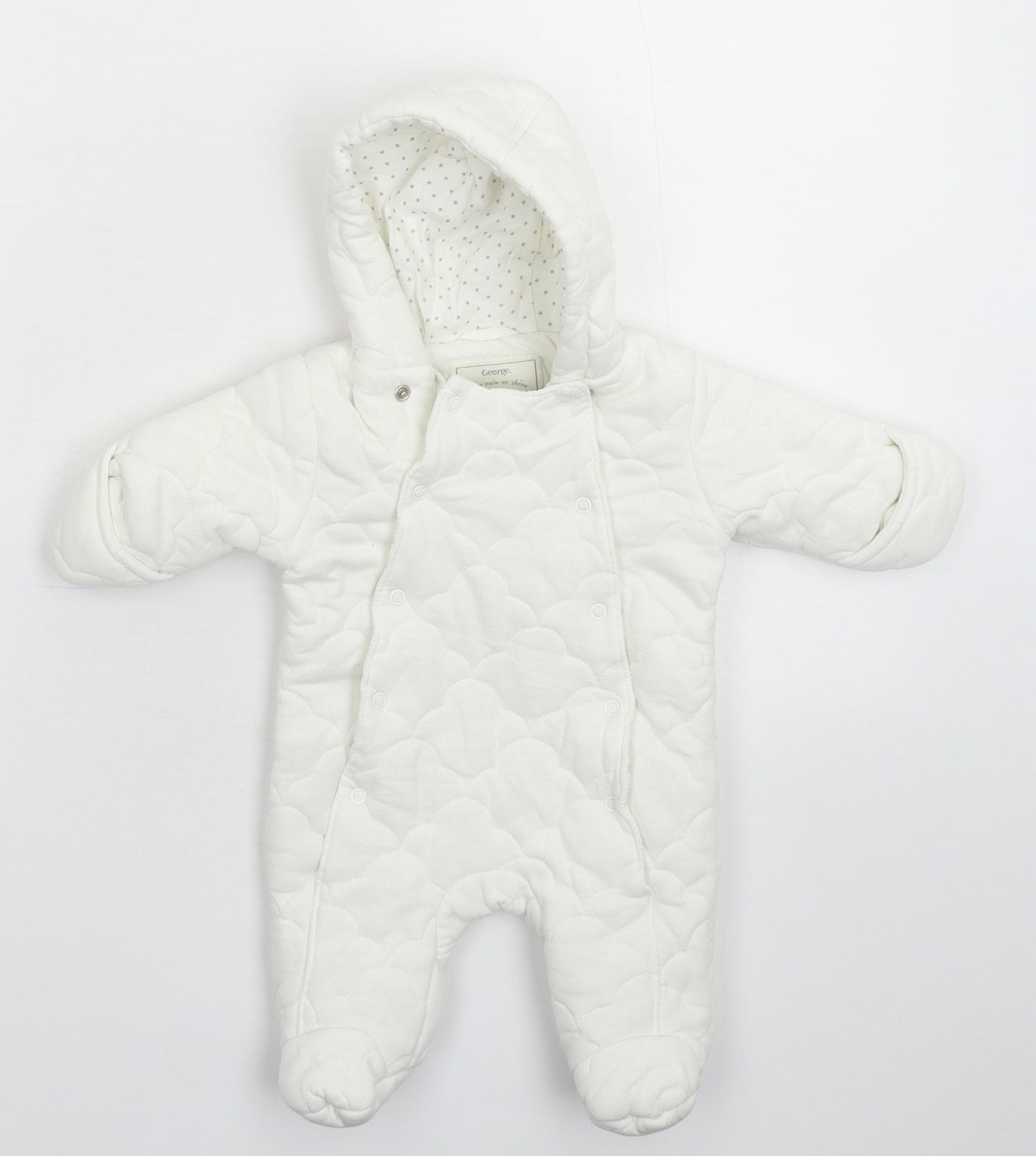 George Baby White   Coverall One-Piece Size Newborn