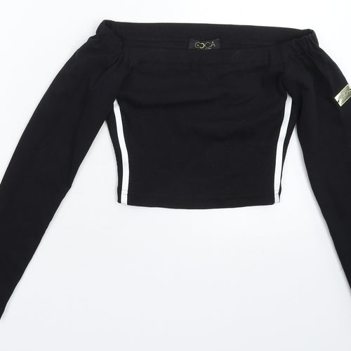 La Coca Womens Black   Cropped T-Shirt Size 12
