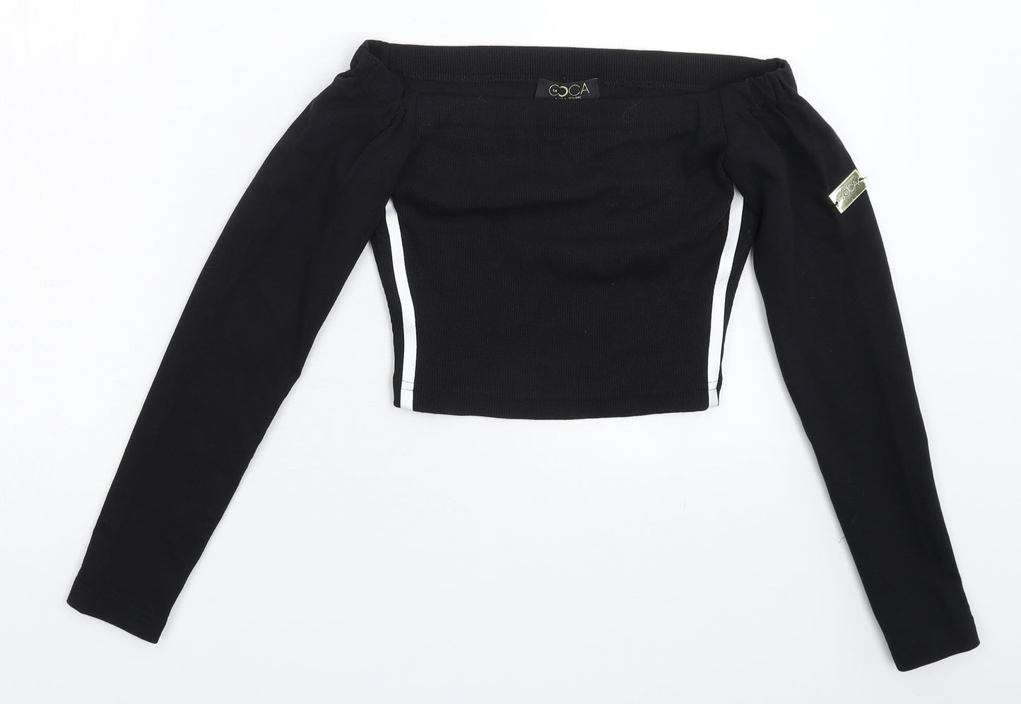 La Coca Womens Black   Cropped T-Shirt Size 12