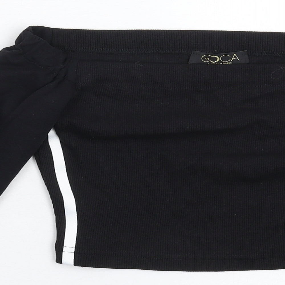 La Coca Womens Black   Cropped T-Shirt Size 12