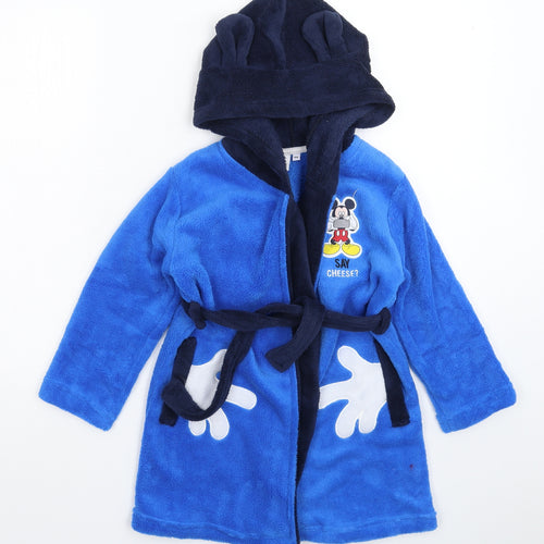Disney Boys Blue Solid Fleece  Robe Size 6 Years
