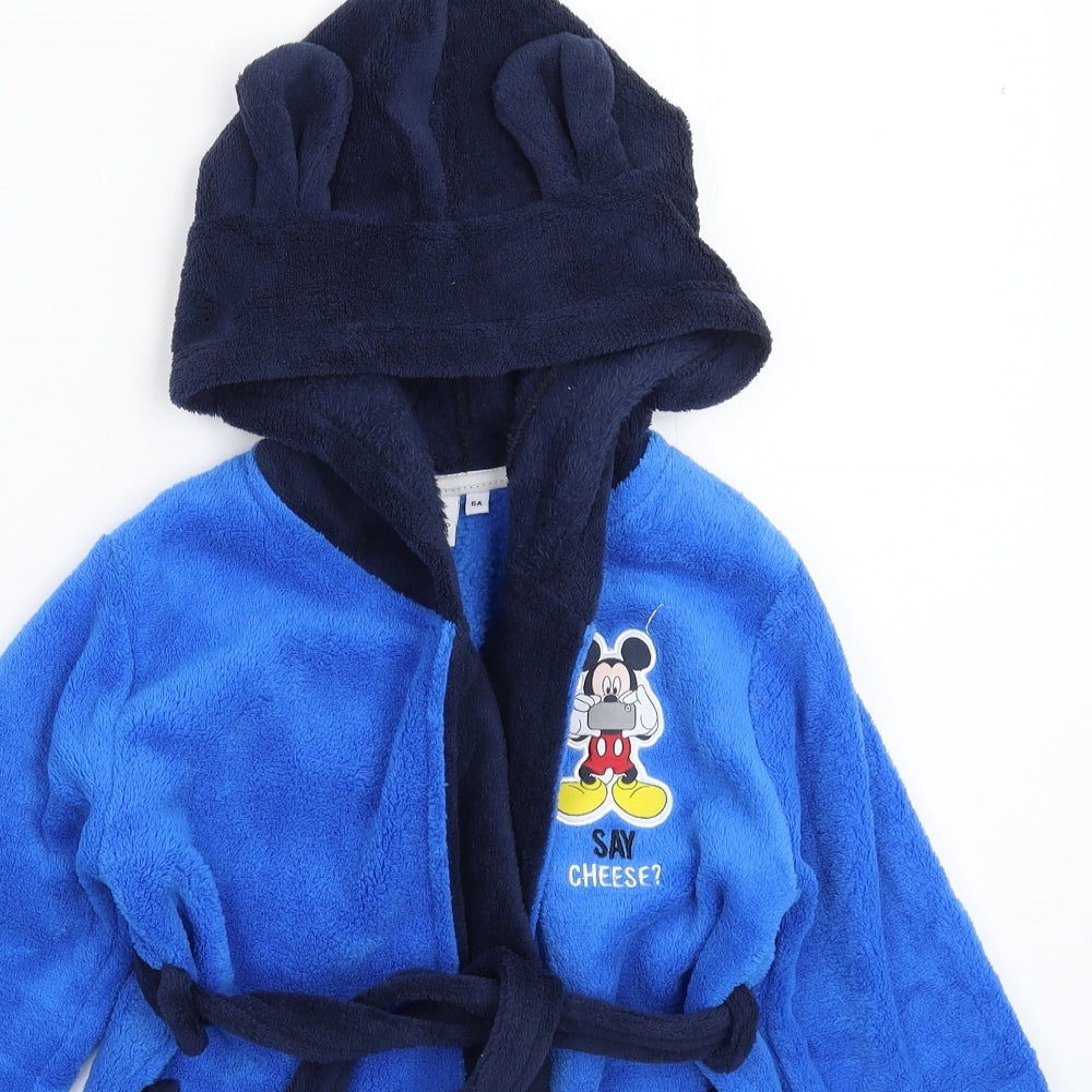 Disney Boys Blue Solid Fleece  Robe Size 6 Years