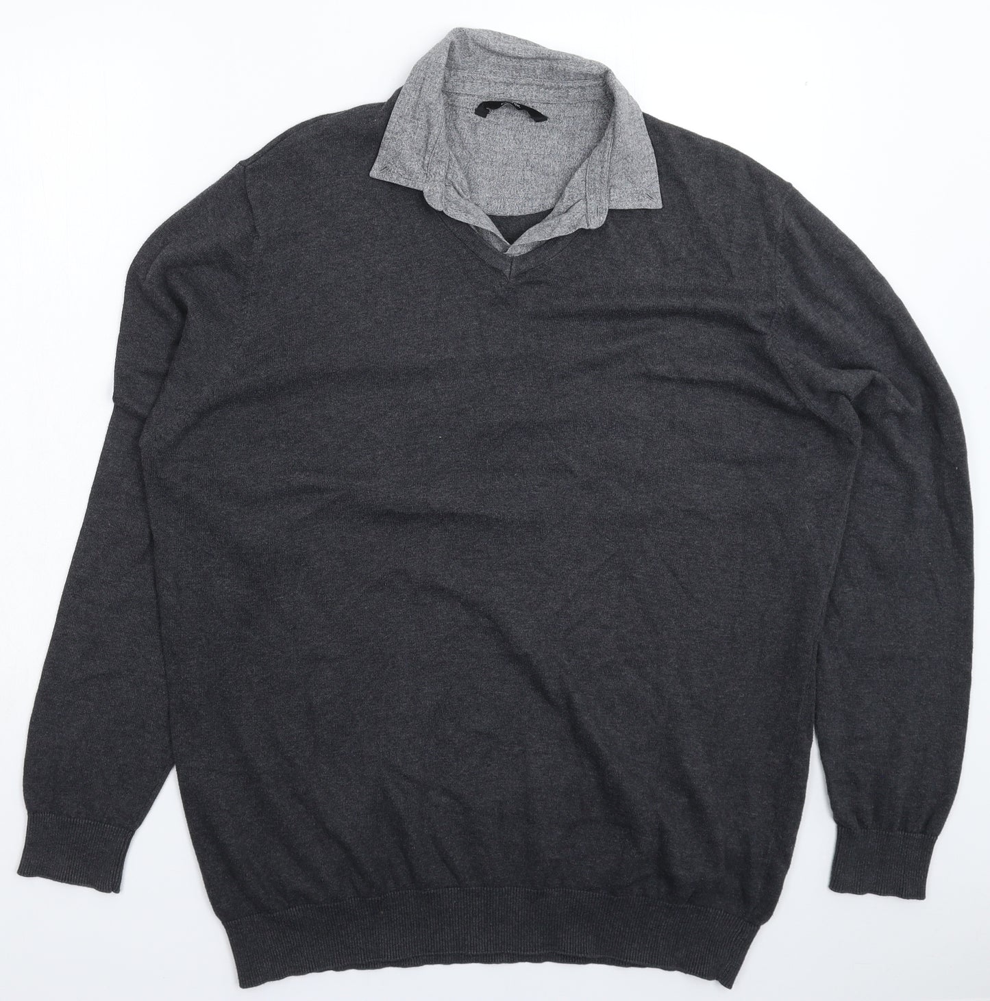 George Mens Grey  Knit Pullover Jumper Size XL
