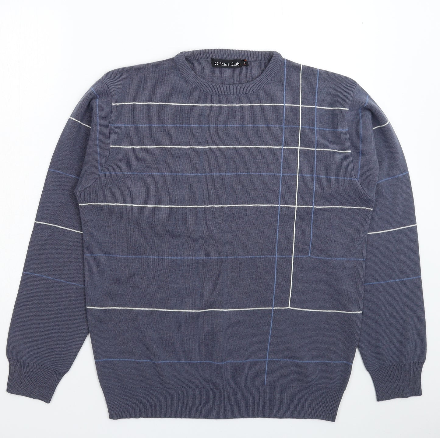 Officers Club Mens Blue Striped Knit Pullover Jumper Size L