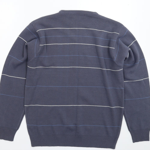Officers Club Mens Blue Striped Knit Pullover Jumper Size L