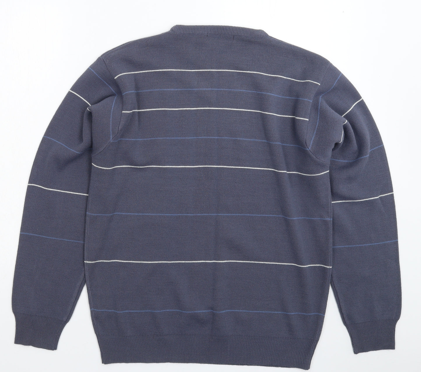 Officers Club Mens Blue Striped Knit Pullover Jumper Size L