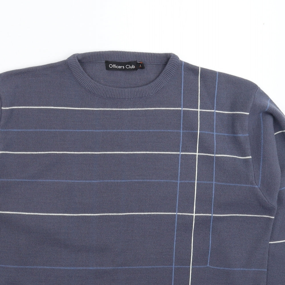 Officers Club Mens Blue Striped Knit Pullover Jumper Size L