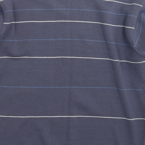 Officers Club Mens Blue Striped Knit Pullover Jumper Size L