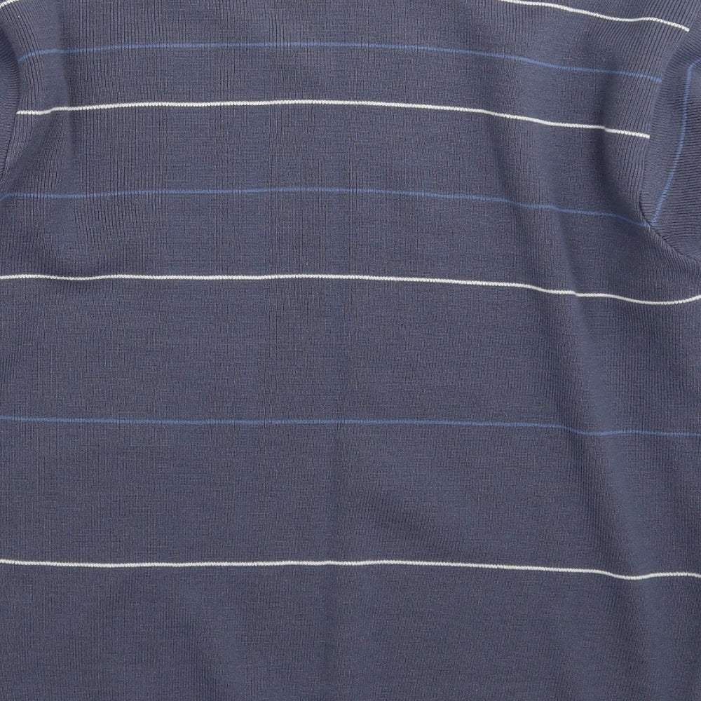 Officers Club Mens Blue Striped Knit Pullover Jumper Size L