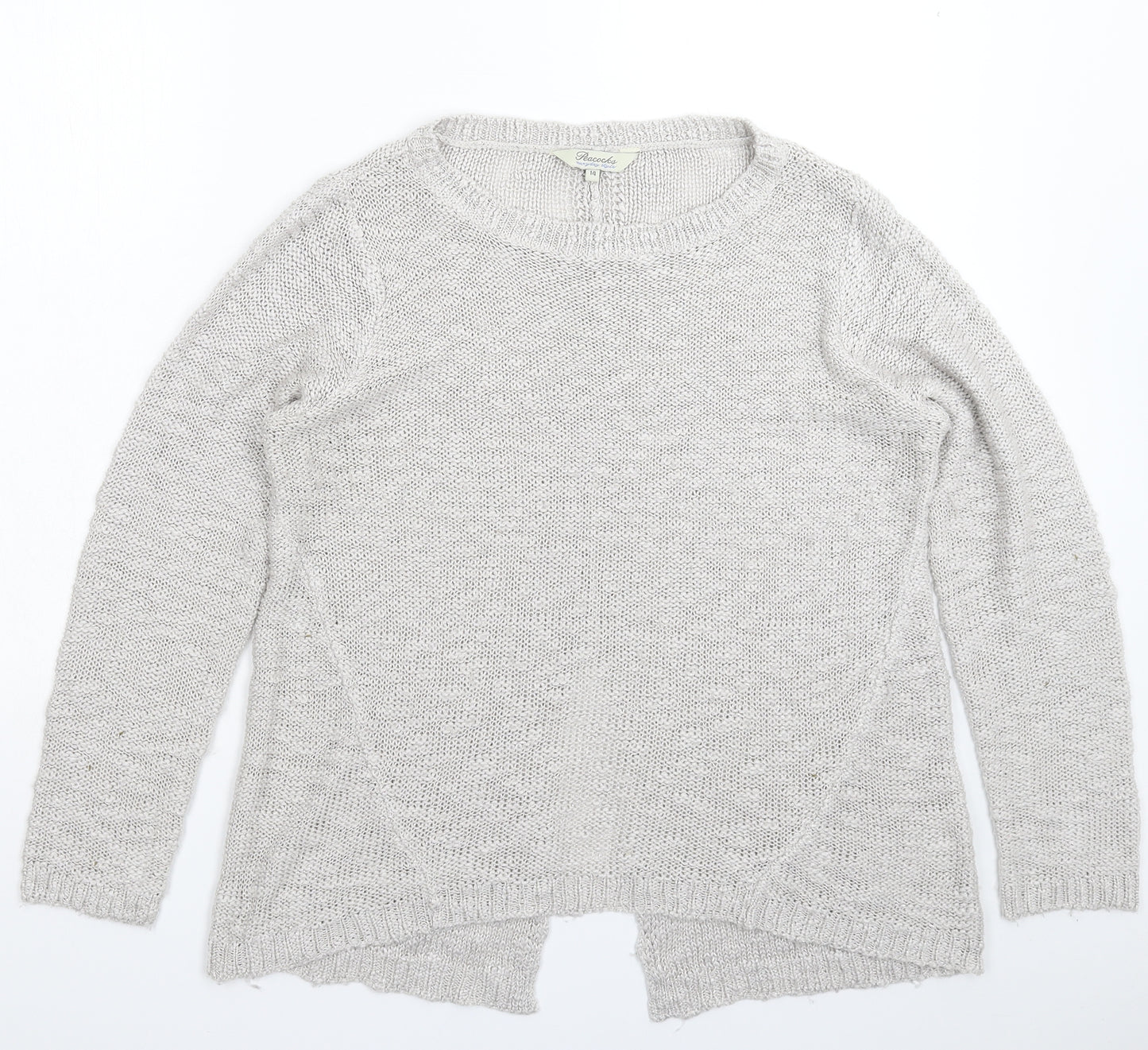 Peacocks Womens Silver  Knit Pullover Jumper Size 14