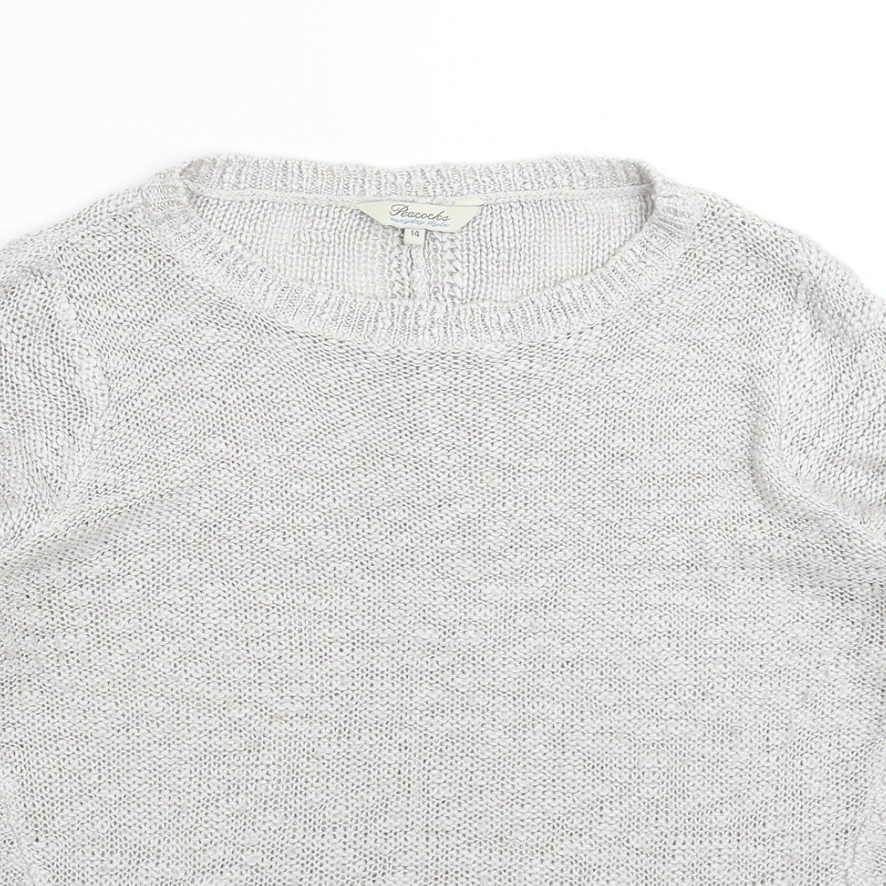 Peacocks Womens Silver  Knit Pullover Jumper Size 14