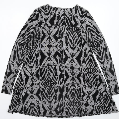Ribbon Womens Grey Geometric Knit Jumper Dress  Size 8
