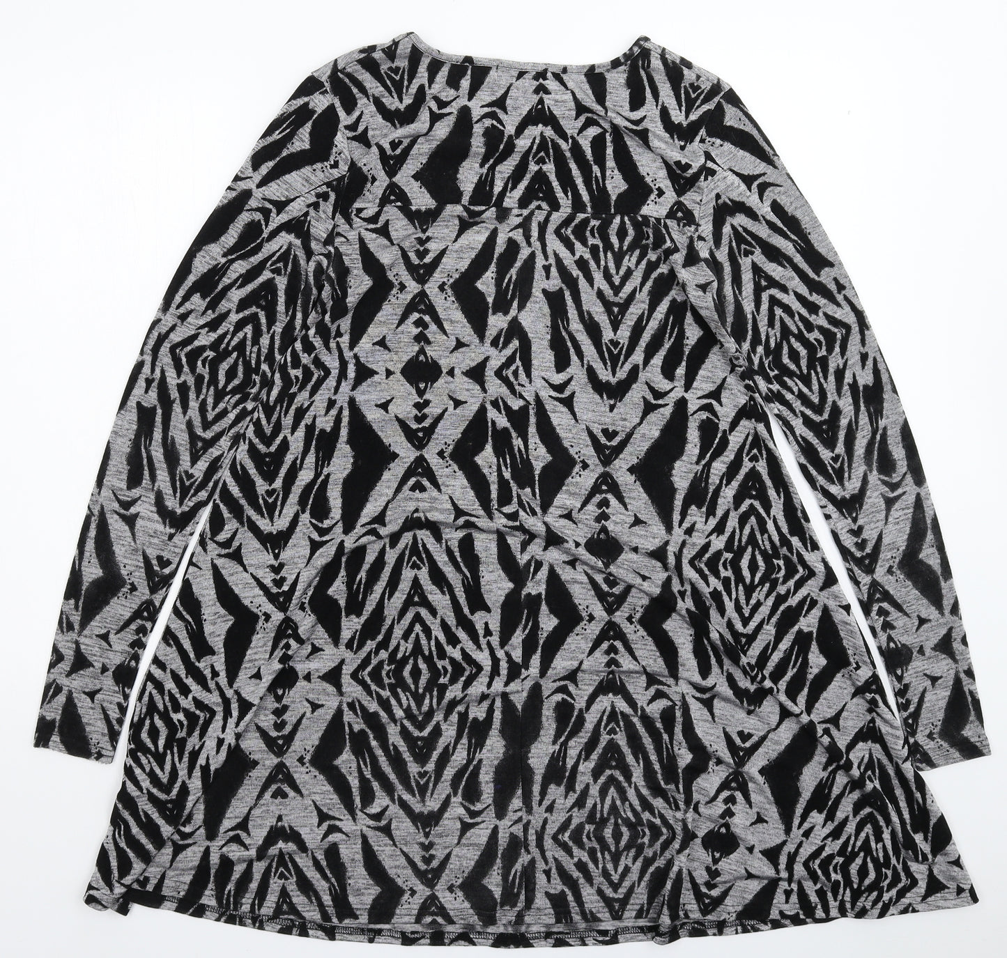 Ribbon Womens Grey Geometric Knit Jumper Dress  Size 8