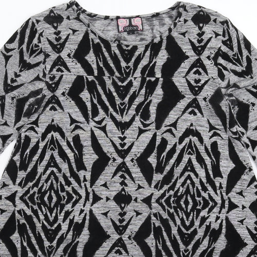 Ribbon Womens Grey Geometric Knit Jumper Dress  Size 8