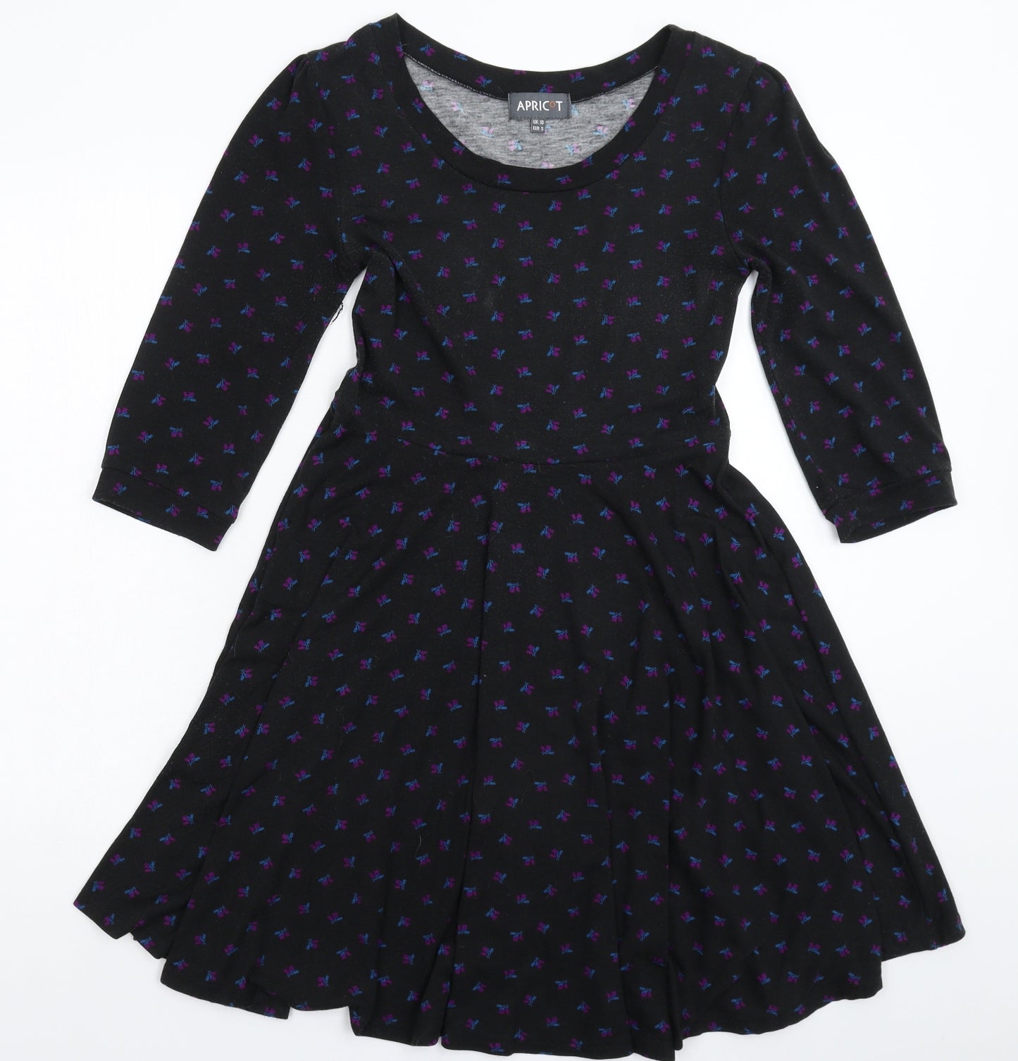 Apricot Womens Black Floral  Fit & Flare  Size 10