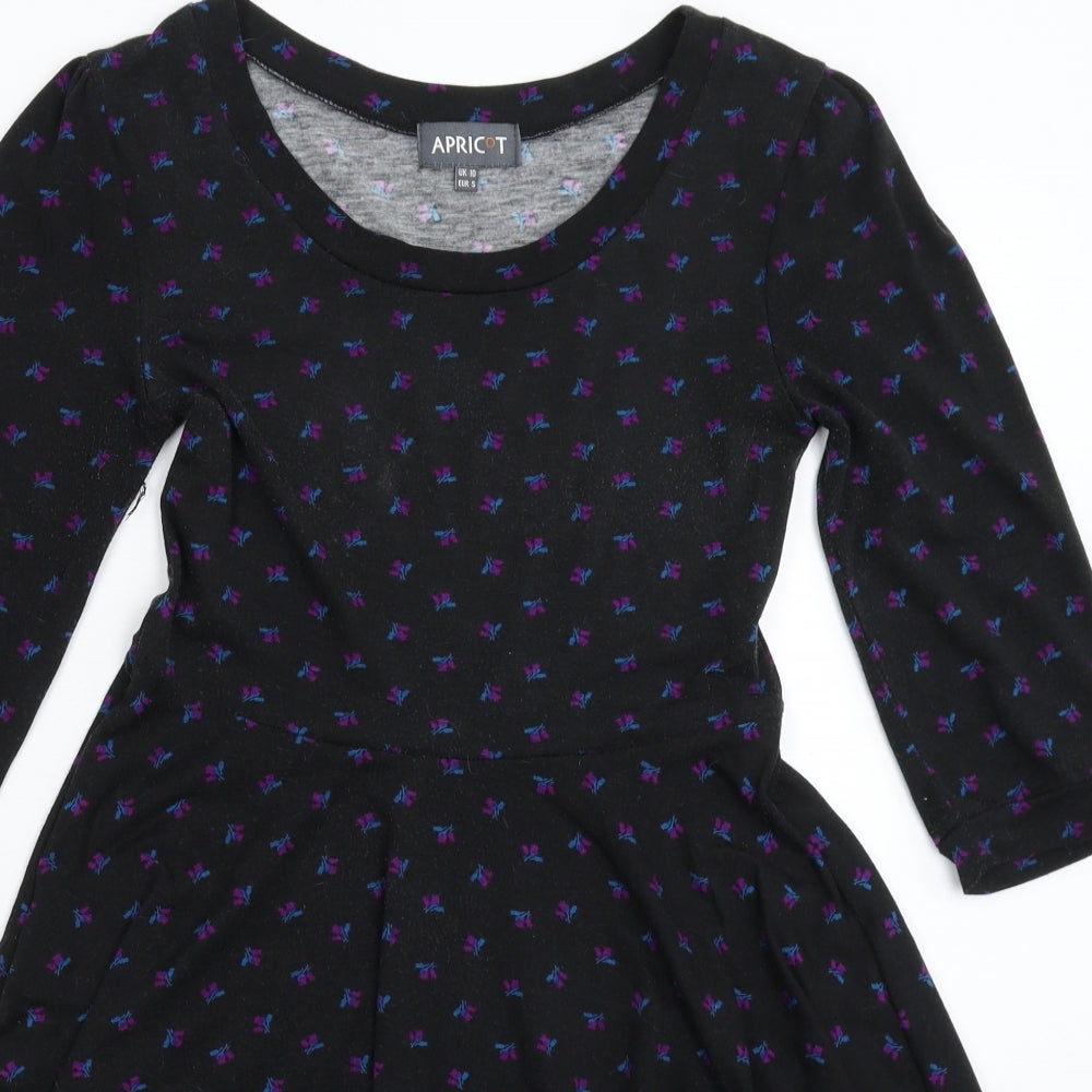 Apricot Womens Black Floral  Fit & Flare  Size 10