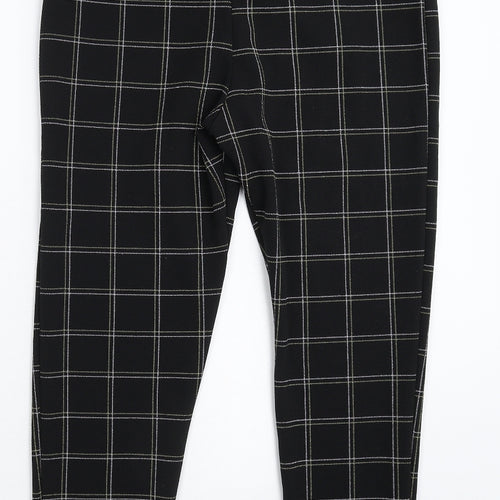 PRETTYLITTLETHING Womens Black Check  Trousers  Size 16 L28 in