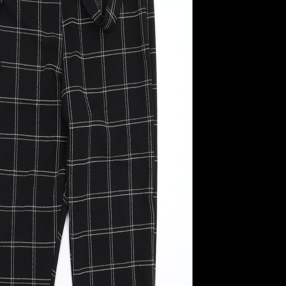 PRETTYLITTLETHING Womens Black Check  Trousers  Size 16 L28 in