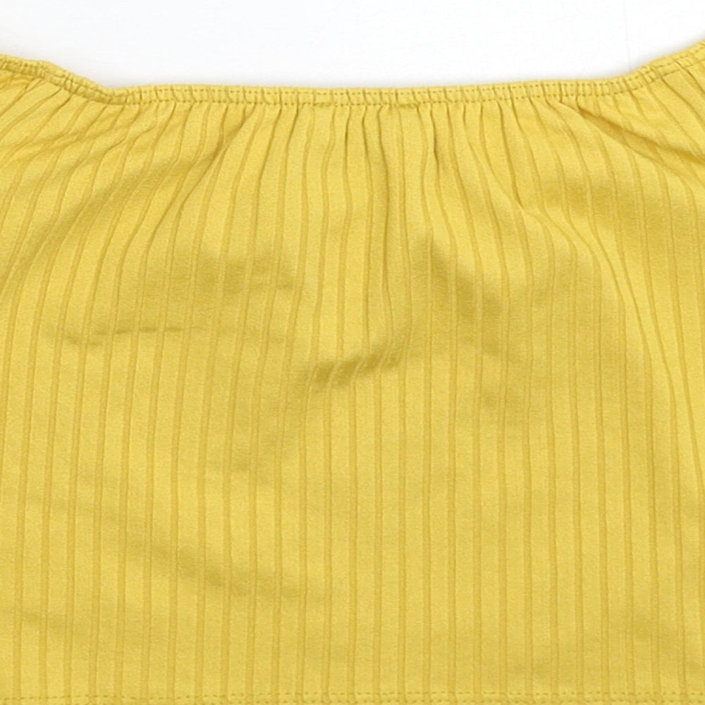 New Look Womens Yellow   Cropped T-Shirt Size 6