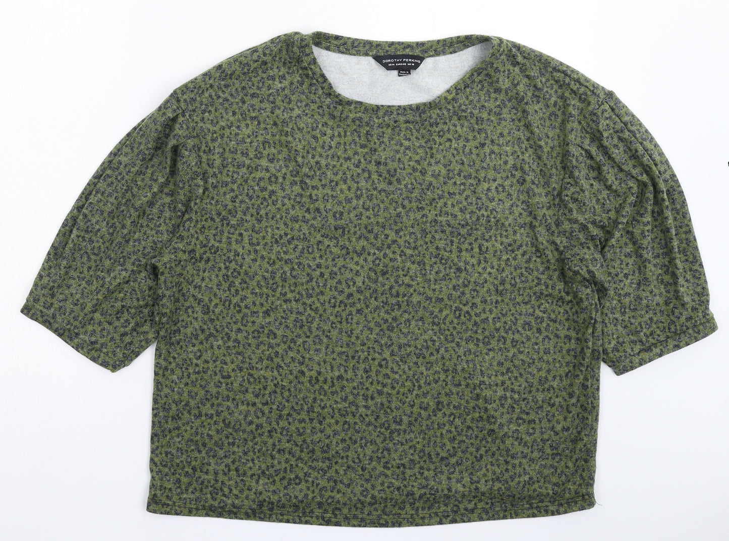 Dorothy Perkins Womens Green Animal Print  Basic T-Shirt Size 18